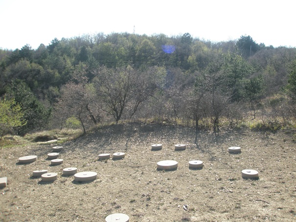 Nekropola gradišča Elerji z označenimi najdbami grobov